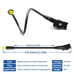 TSDZ2 NEW Speed Sensor with Y Splitter for Headlight and Taillight Connections For 6V Lamp
